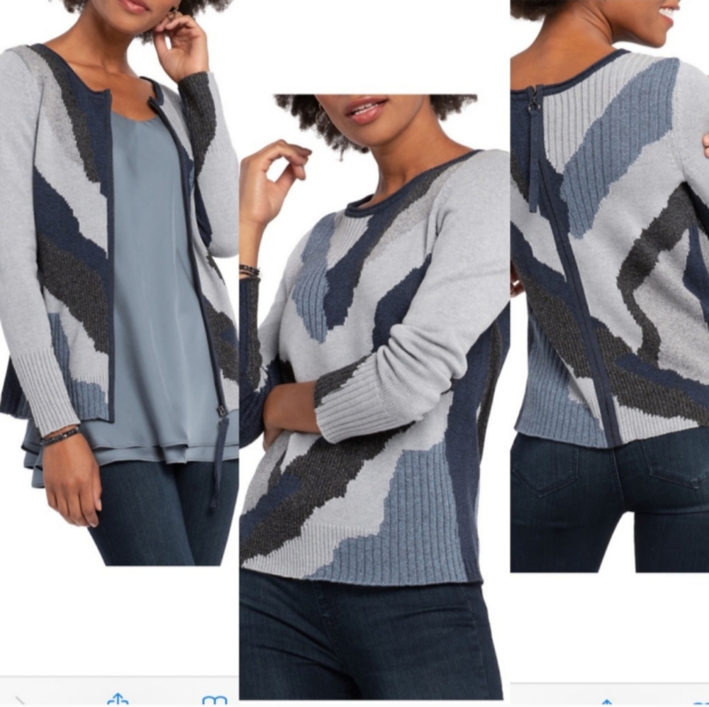 Nic + Zoe Blue Park City Sweater Cardigan